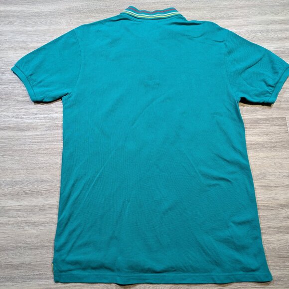 Lacoste Men's 2XL XXL Polo Shirt Turquoise Blue Contrast Yellow Red White - Picture 4 of 7